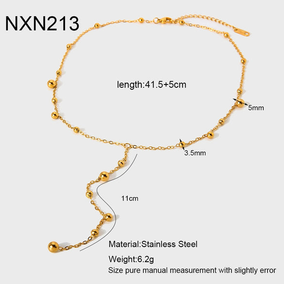 Wholesale Geometric Diamond Design Stainless Steel Long Tassel Pendant Necklace For Women