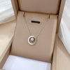 Wholesale Geometric Diamond Design Titanium Steel Rotating Ring Pendant Short Clavicle Chain