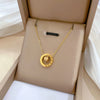 Wholesale Geometric Diamond Design Titanium Steel Rotating Ring Pendant Short Clavicle Chain