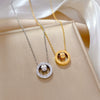 Wholesale Geometric Diamond Design Titanium Steel Rotating Ring Pendant Short Clavicle Chain