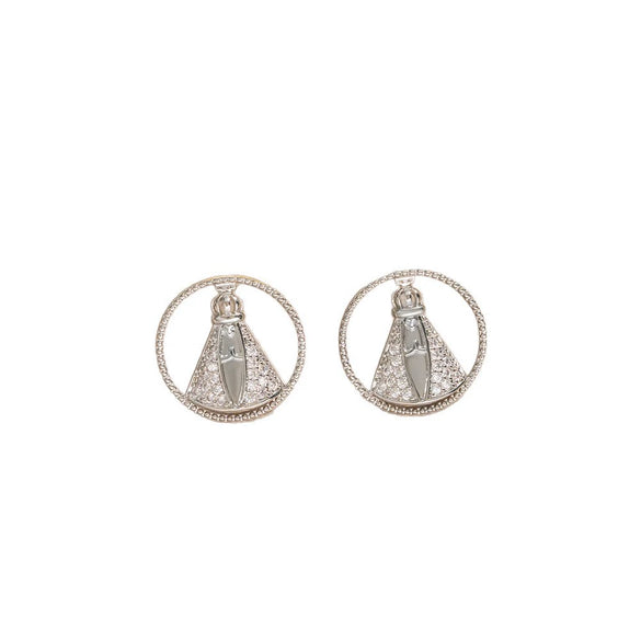 Wholesale Geometric Diamond Inlaid Copper Earrings For Women Light Luxury Style