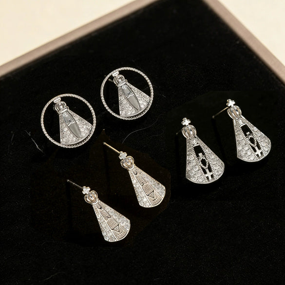 Wholesale Geometric Diamond Inlaid Copper Earrings For Women Light Luxury Style
