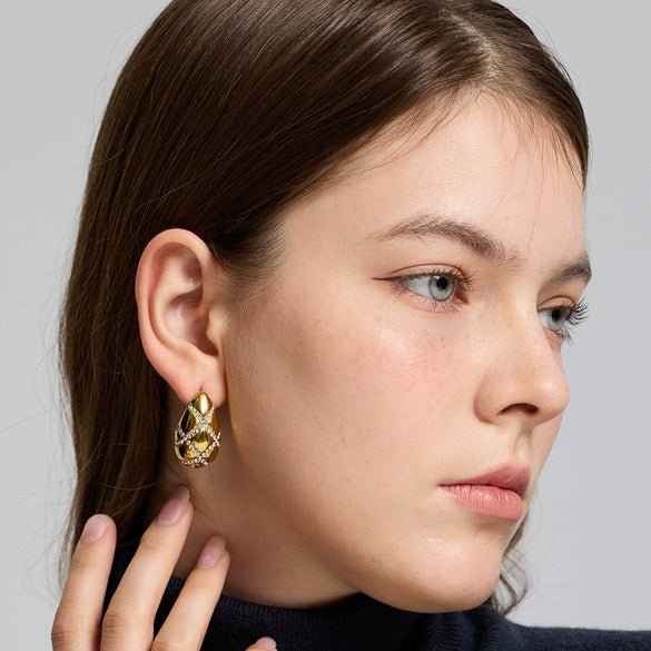 Wholesale Geometric Diamond Pattern Inlaid Zircon Stainless Steel 18K Plated Waterproof Earrings For Women