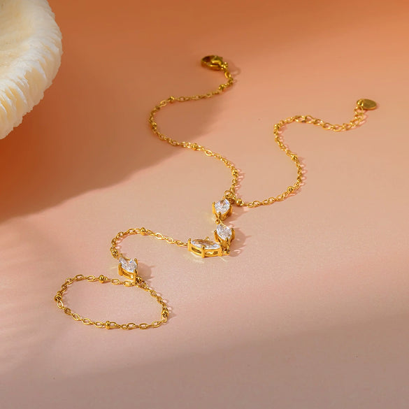 Wholesale Geometric Diamond Pattern Real Gold Plated Stainless Steel Wrist Chain Bracelet For Women