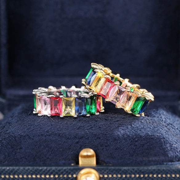 Wholesale Geometric Diamond Ring Copper Electroplating Hip Hop Style Women's Ring