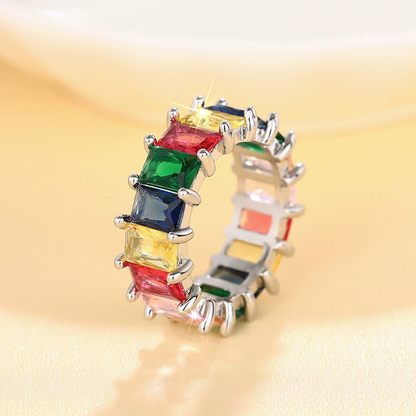 Wholesale Geometric Diamond Ring Copper Electroplating Hip Hop Style Women's Ring