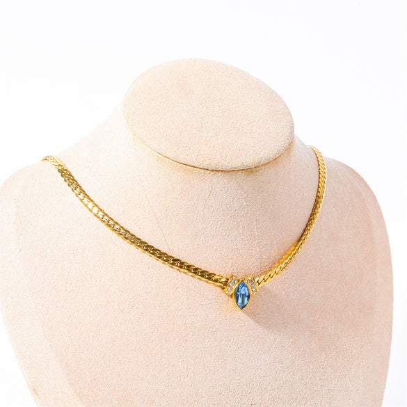 Wholesale Geometric Diamond Stainless Steel Marquise Zircon Mixed Gem Inlay Necklace Multilayer Stacking Clavicle Chain Accessory