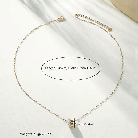Wholesale Geometric Diamondencrusted Flower Ring Necklace Stainless Steel 14K Electroplated Jewelry