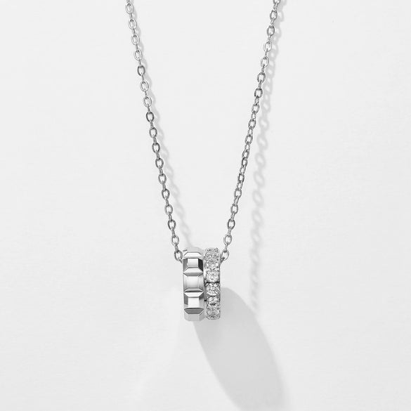Wholesale Geometric Diamondencrusted Flower Ring Necklace Stainless Steel 14K Electroplated Jewelry
