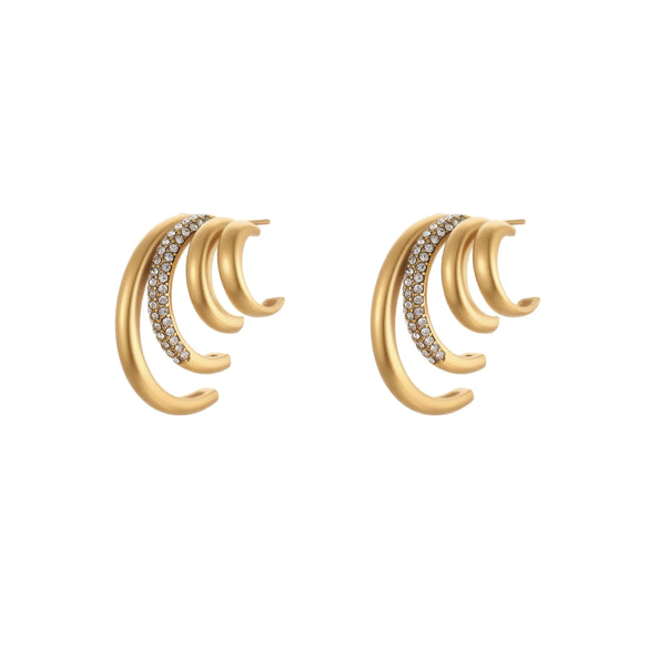 Wholesale Geometric Diamondencrusted 18K Electroplated Stainless Steel Women's Earrings