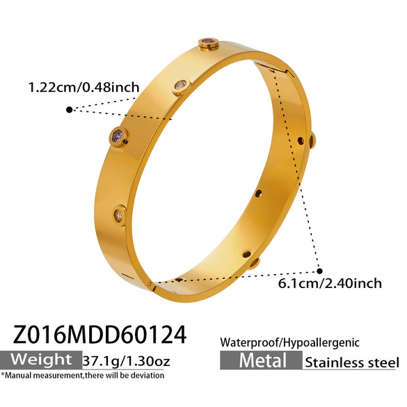 Wholesale Geometric Diamondencrusted 18K Gold Plated Stainless Steel Bracelet Jewelry Accessories