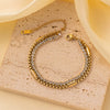 Wholesale Geometric Diamondencrusted Multilayered Electroplated Titanium Steel Chain Hand Jewelry For Women