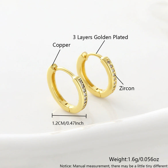 Wholesale Geometric Diamondstudded Round Earrings Copper 18K Gold Plated Unisex