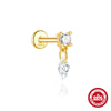 Wholesale Geometric Diamondstudded S925 Sterling Silver Flathead Threaded Ear Bone Stud Ear Jewelry With Environmentally Friendly Electroplating