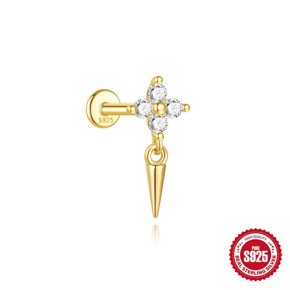 Wholesale Geometric Diamondstudded S925 Sterling Silver Flathead Threaded Ear Bone Stud Ear Jewelry With Environmentally Friendly Electroplating