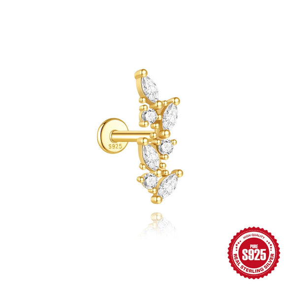 Wholesale Geometric Diamondstudded S925 Sterling Silver Flathead Threaded Ear Bone Stud Ear Jewelry With Environmentally Friendly Electroplating