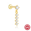 Wholesale Geometric Diamondstudded S925 Sterling Silver Flathead Threaded Ear Bone Stud Ear Jewelry With Environmentally Friendly Electroplating
