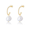 Wholesale Geometric Diamondtreated S925 Sterling Silver Cshaped Freshwater Pearl Earrings For Women