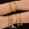 Wholesale Geometric Doublecircle Curved Open Bracelet Stainless Steel 18K Gold Plated