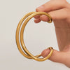 Wholesale Geometric Doublecircle Curved Open Bracelet Stainless Steel 18K Gold Plated