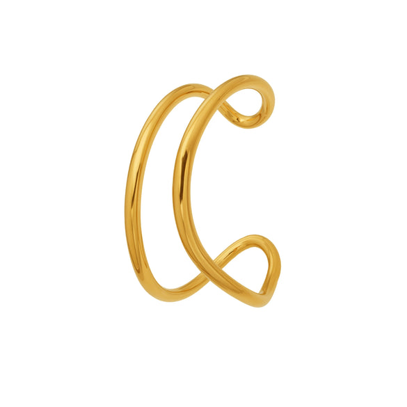 Wholesale Geometric Doublecircle Curved Open Bracelet Stainless Steel 18K Gold Plated