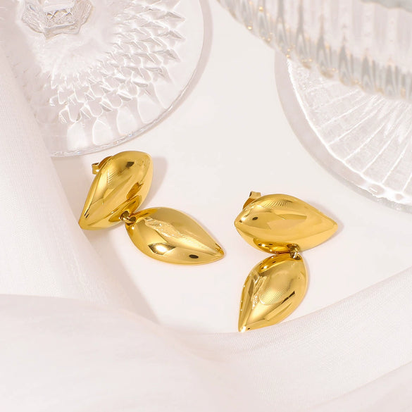 Wholesale Geometric Doublelayer Polished Stainless Steel 18K Gold Plated Furnace Vacuum Plated Women's Earrings