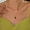 Wholesale Geometric Doublelayer Square Pendant Stainless Steel And Titanium Steel Necklace With Electroplating For Women Cuban Chain
