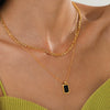 Wholesale Geometric Doublelayer Square Pendant Stainless Steel And Titanium Steel Necklace With Electroplating For Women Cuban Chain