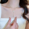 Wholesale Geometric Doublelayer Zircon Inlaid Copper Necklace With Real Gold Electroplated Ochain For Women