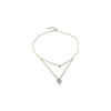 Wholesale Geometric Doublelayer Zircon Inlaid Copper Necklace With Real Gold Electroplated Ochain For Women
