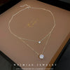 Wholesale Geometric Doublelayer Zircon Inlaid Copper Necklace With Real Gold Electroplated Ochain For Women
