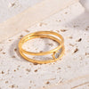 Wholesale Geometric Doublelayer Zircon Ushaped Open Ring For Women Titanium Steel Electroplated