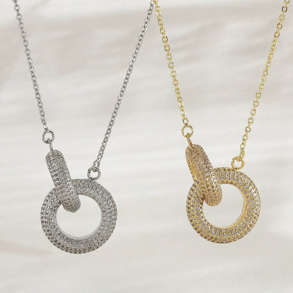 Wholesale Geometric Doublering Necklace Copper Electroplating Fashion Light Luxury Jewelry