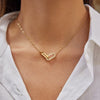 Wholesale Geometric Doublering Stainless Steel Electroplated 18K Gold Clavicle Necklace For Women