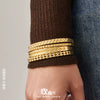 Wholesale Geometric Doublerow Heart Clasp Bracelet Set Electroplated With 18K Real Gold Stainless Steel Jewelry
