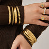 Wholesale Geometric Doublerow Heart Clasp Bracelet Set Electroplated With 18K Real Gold Stainless Steel Jewelry