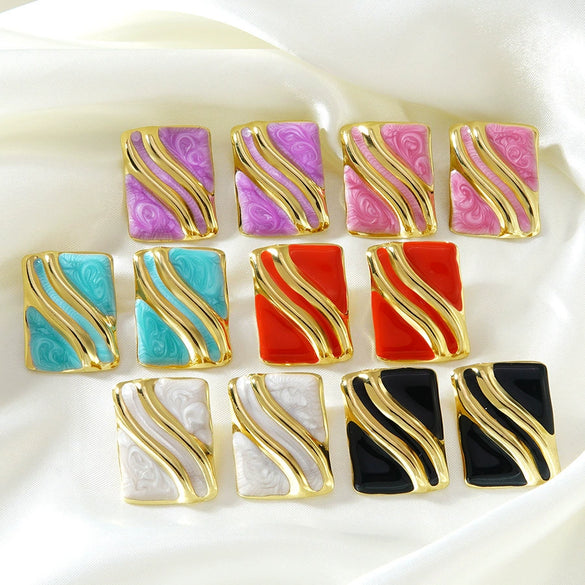 Wholesale Geometric Drip Oil Stainless Steel Earrings For Women
