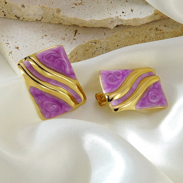 Wholesale Geometric Drip Oil Stainless Steel Earrings For Women