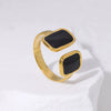 Wholesale Geometric Drop Oil Opening Women's Titanium Steel Ring With 18K Gold Plated Electroplating