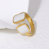 Wholesale Geometric Drop Oil Opening Women's Titanium Steel Ring With 18K Gold Plated Electroplating
