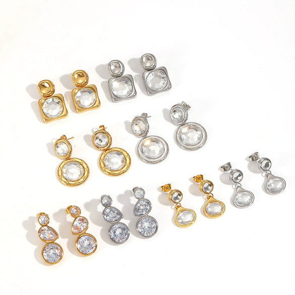 Wholesale Geometric Drop Shape Stainless Steel Gold Plated Earrings For Women With Light Luxury Style