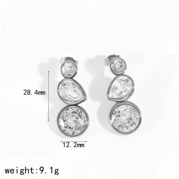 Wholesale Geometric Drop Shape Stainless Steel Gold Plated Earrings For Women With Light Luxury Style