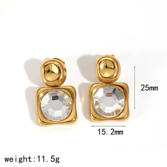 Wholesale Geometric Drop Shape Stainless Steel Gold Plated Earrings For Women With Light Luxury Style