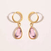 Wholesale Geometric Dropshaped Stainless Steel Electroplated Birthstone Earrings Unisex