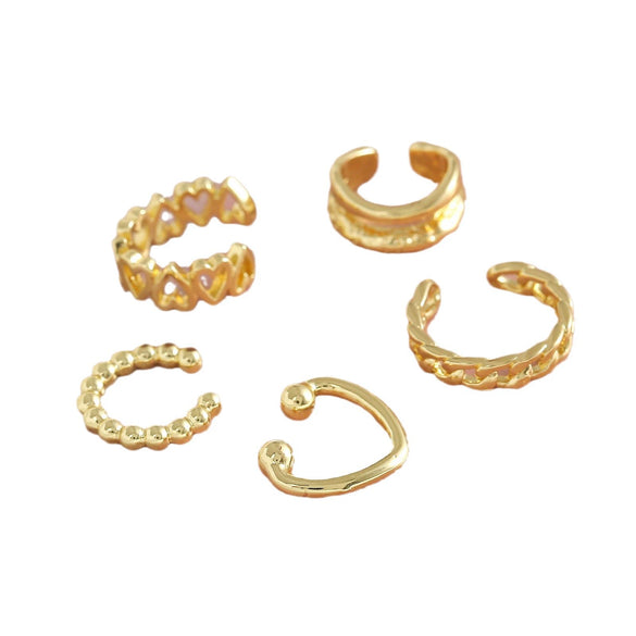 Wholesale Geometric Ear Clip Set Copper Electroplated Spiral Wrapped Earrings For Women Minimalist Style