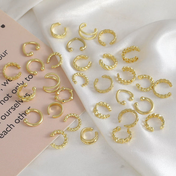 Wholesale Geometric Ear Clip Set Copper Electroplated Spiral Wrapped Earrings For Women Minimalist Style