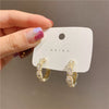 Wholesale Geometric Electroplated Alloy Crystal Pearl Stitching Earrings