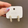 Wholesale Geometric Electroplated Alloy Crystal Pearl Stitching Earrings