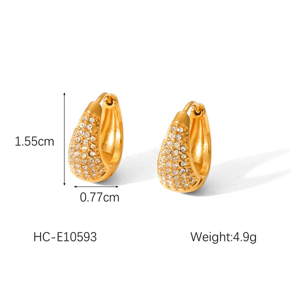 Wholesale Geometric Electroplated 18K Gold Stainless Steel Diamond Earrings For Women