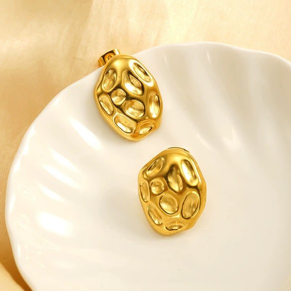 Wholesale Geometric Electroplated 18K Gold Titanium Steel Earrings For Women